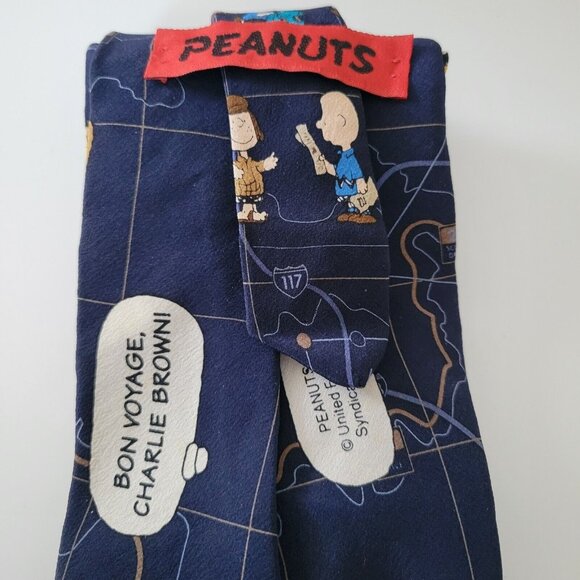 Peanuts Charlie Brown Tie 100% Silk Made in USA Bon Voyage - Picture 3 of 6